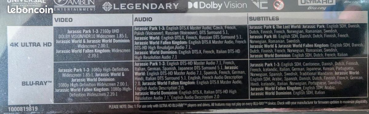Coffret 6 Films Jurassic World Ultimate Steelbook Collection 4K Ultra HD - Neuf sous Blister (image 2)