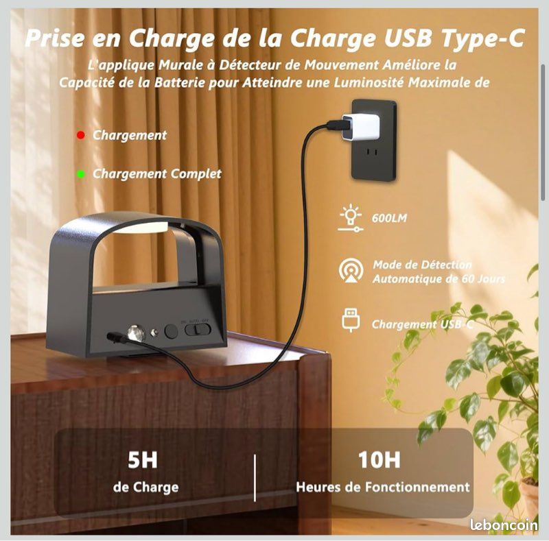 WRMING Lot De 2 Appliques Murales D'intérieur Alimentées Par Batterie Avec Détecteur De Mouvement, LED, Sans Perçage Ni Câble D'alimentation, Cube Lumineux, Design Moderne, Blanc Chaud, Rechargeable