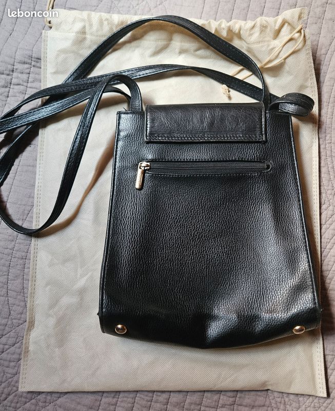 Sac bandoulière Texier en cuir grainé noir + Dustbag (image 5)