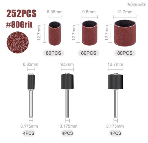 Mandrin En Caoutchouc 1/8 1/4 Pouces, 6 Pièces, Tambour De Ponçage, Papier De Verre, Kit Circulaire, Polissage Des Ongles Pour Mandrin De Tambour En Caoutchouc Dremel