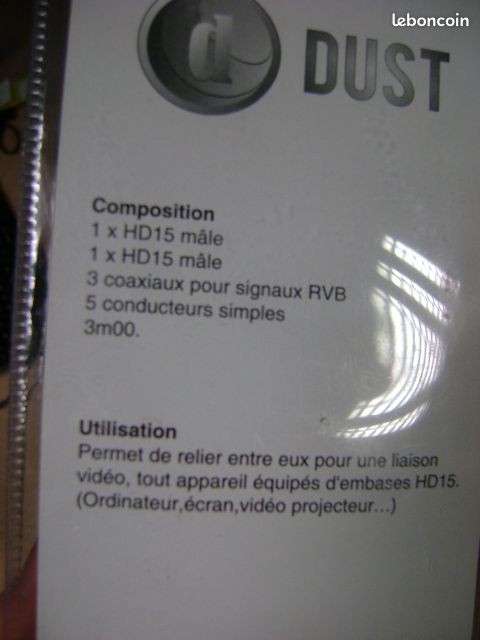 Cable dust hd15 mâle/mâle (image 2)