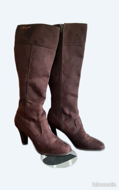 Bottes Morgan Mi-mollet En Cuir Noir - Taille UK 5, Talon De 11 Cm (occasion, Couleur 'rouillé')