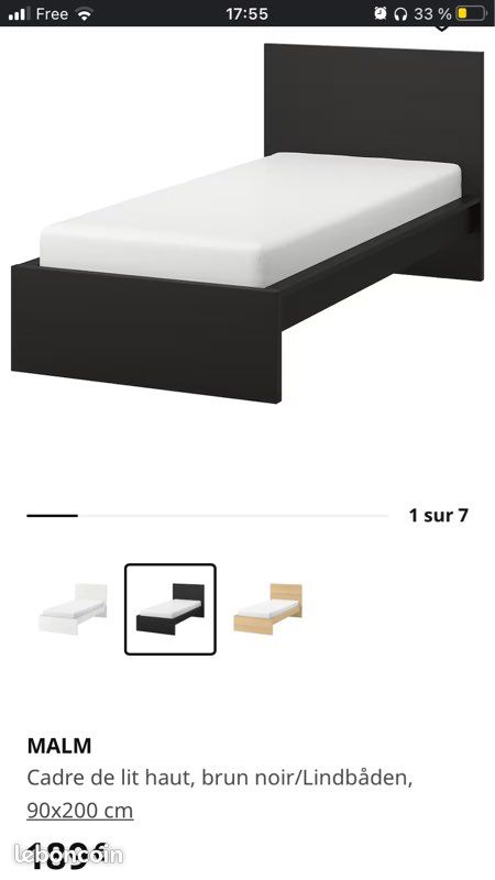 Cadre de lit IKEA avec sommier (image 1)