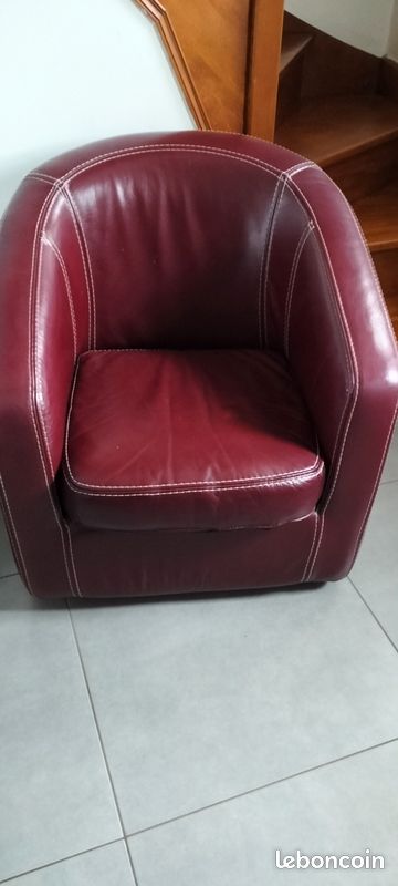 Fauteuil club cuir véritable (image 1)