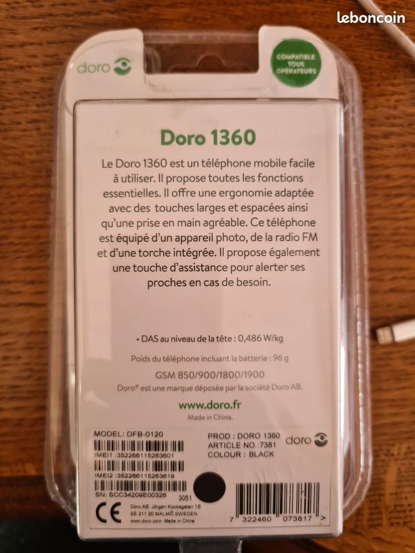Téléphone DORO 1360 noir (image 5)