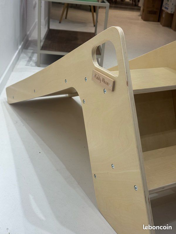 Toboggan 2 En 1 KiddyMoon En Bois – Se Transforme En Chaise Bébé, Naturel, Pour Enfants De 2 à 6 Ans
