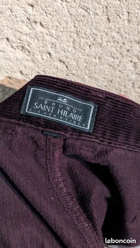 Pantalon Velours Fin Violet Aubergine Bruno Saint Hilaire - Taille 40 Femme