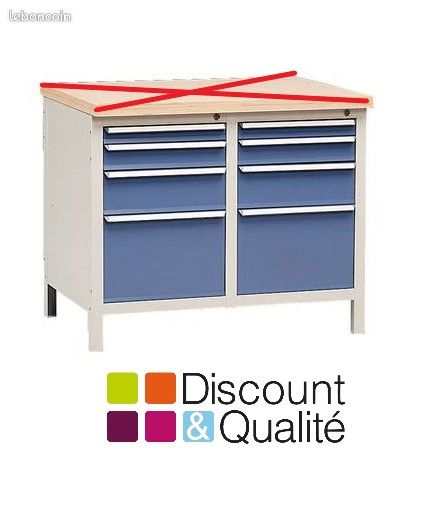 Établi d'Atelier Fixe Sans Plateau KIND Modul 100 Avec Tiroirs - A031889 - NEUF (image 1)