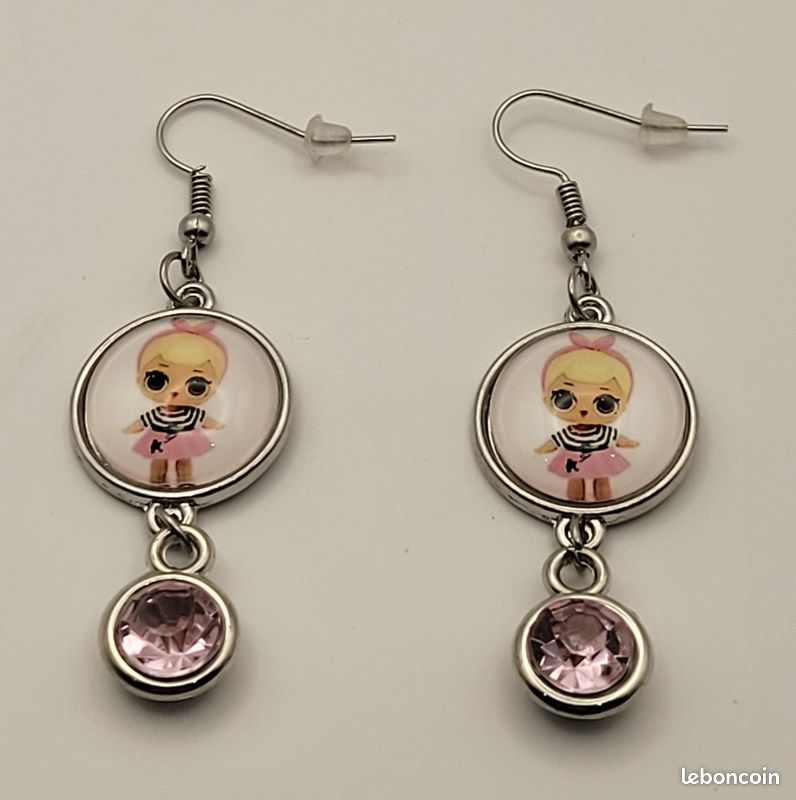 Boucles d'oreilles LOL marron camel et doré ovales marbrés pastilles et