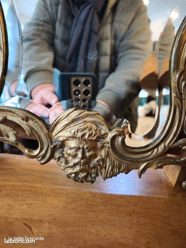 Paire appliques murales Louis XIV 2 feux miroir bronze Napoléon III XIXème