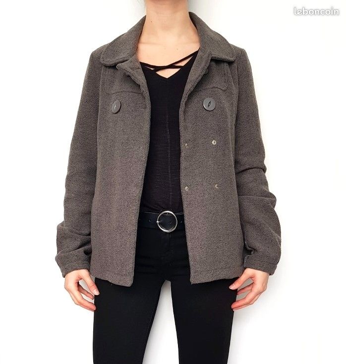Manteau chaud en laine habillé gris foncé Bonobo femme (taille M