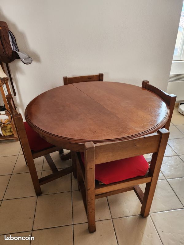 Ensemble table chaise bois de meurisie (image 1)