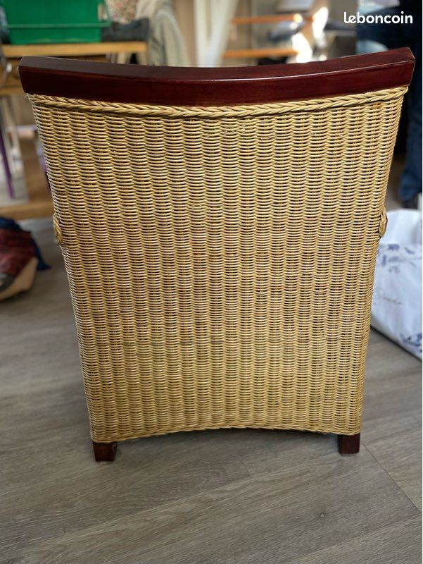 Fauteuil osier et bois (image 3)