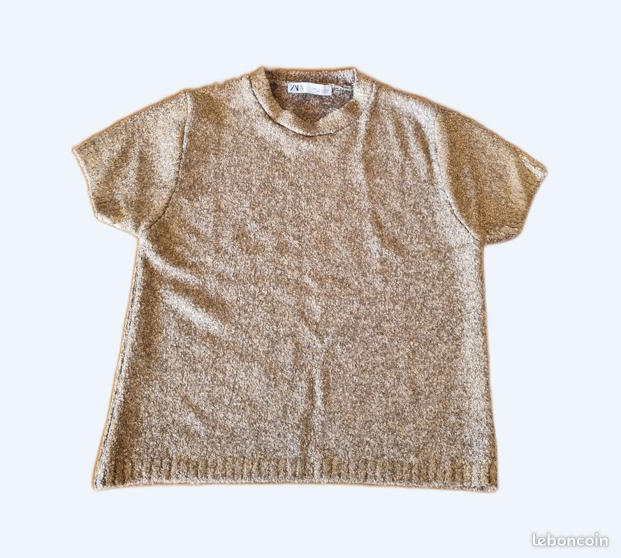 Pull Zara à Pois Doré - Taille M - Occasion En Bon état