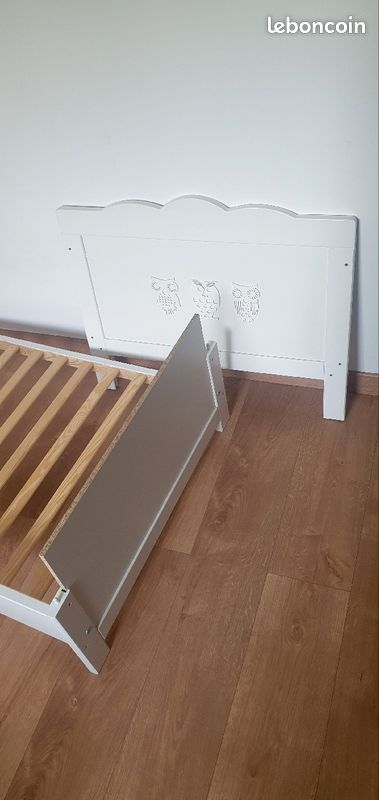 Lit Bébé en pin massif Évolutif Enfant Motifs Hiboux 140x70 + Matelas très bon état (image 6)