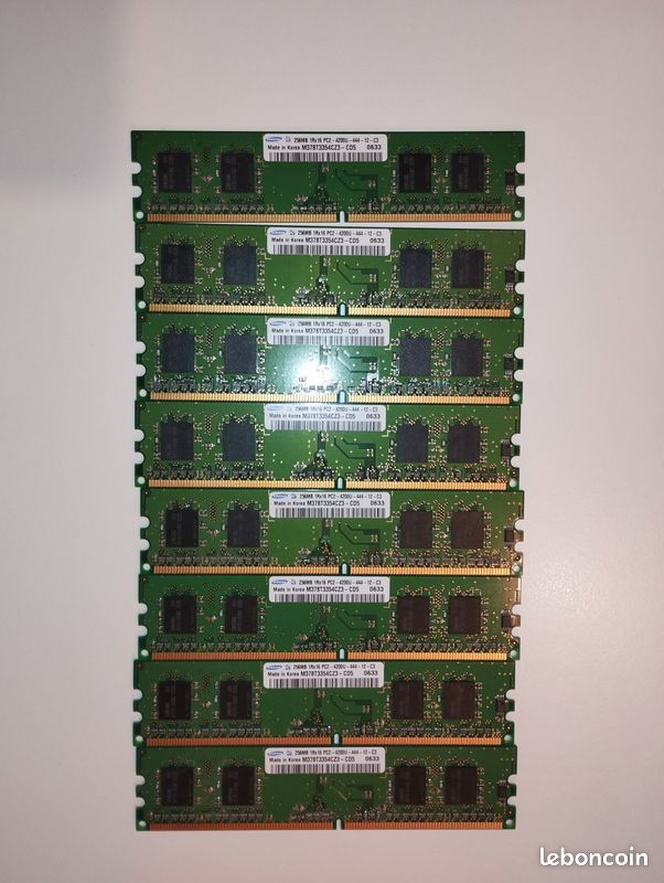 ✅ Ram SAMSUNG HYNIX ACER NANYA RAMAXEL, PC2 92 GO, DDR2, 8x256MB, 20x512MB, 10x1GO et 35x2GO (image 3)