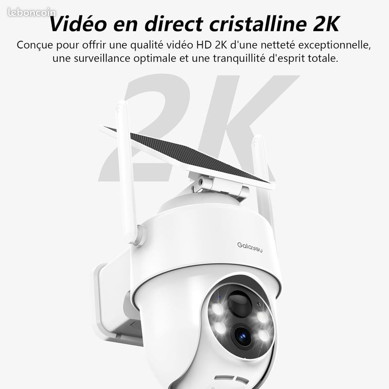 GALAYOU 2K 3MP Camera Surveillance WiFi Exterieure sans Fil Panneau Solaire (image 5)