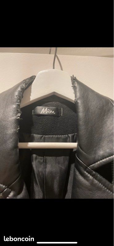 Manteau noir bi matiere (image 5)