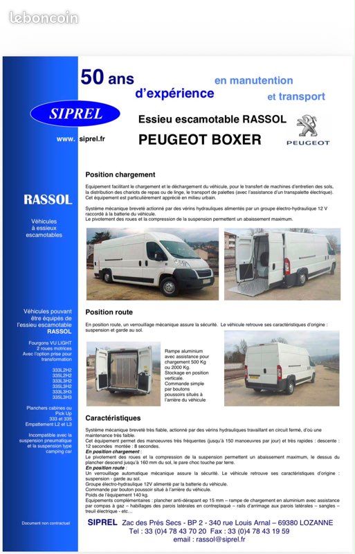 Peugeot Boxer L2H2 2.2HDI 130CV BVM 6 essieu escamotable Rassol SIPREL (image 10)