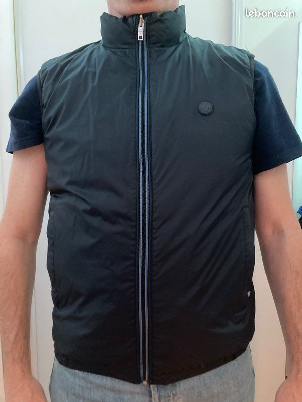 Doudoune homme sans manche réversible grise et bleu marine marque