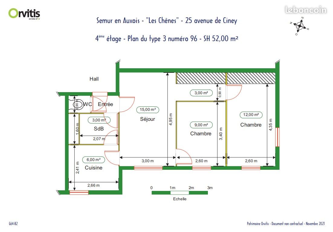 Appartement 3 pièces 52 m² · à Semur-en-Auxois · 52 m² · 472 €
