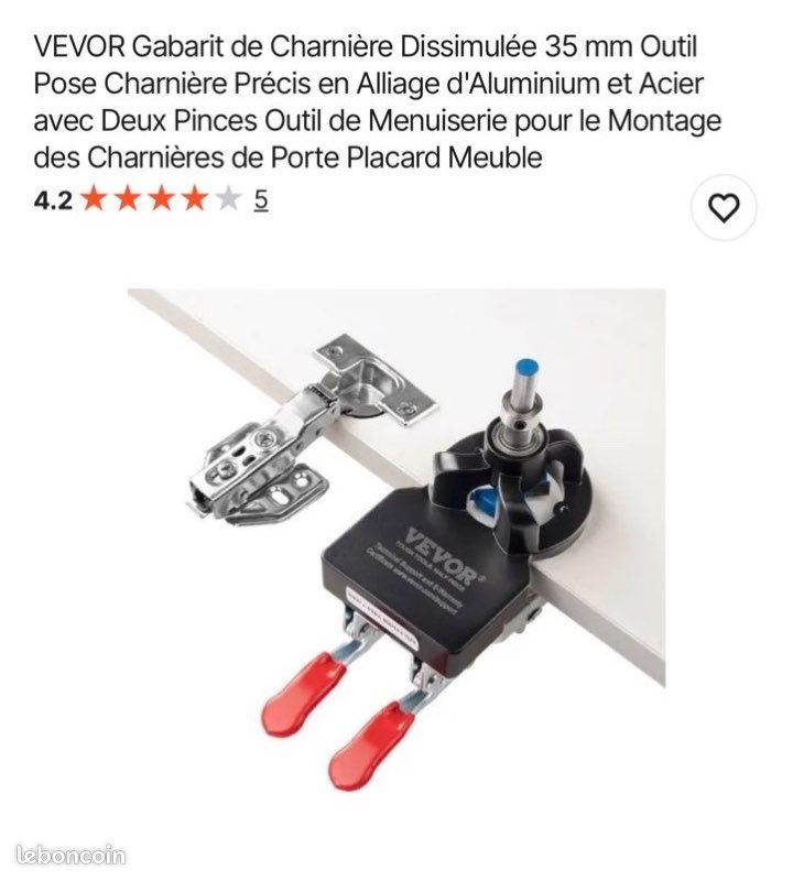 Gabarit De Perçage 35mm Pour Charnières D'armoire - Neuf Avec Foret
