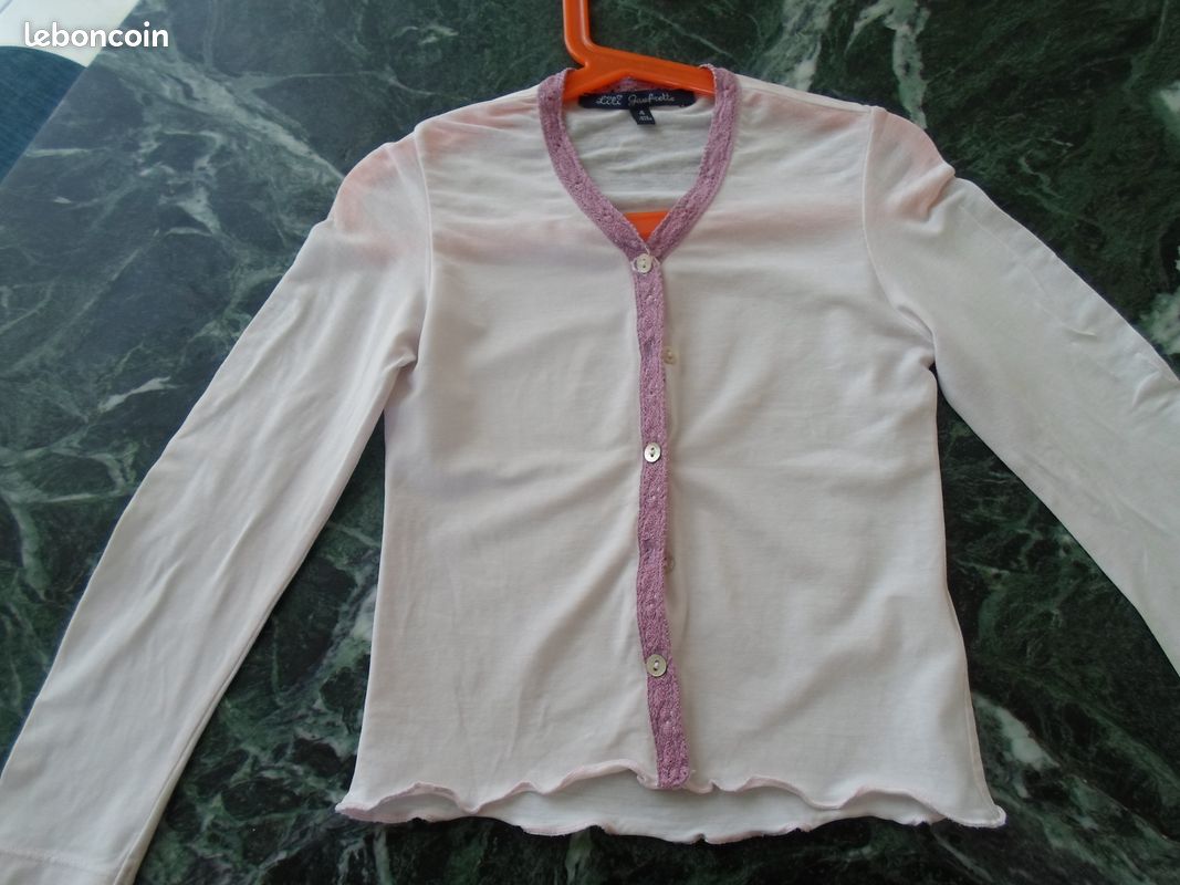 Gilet Cardigan Lili Gaufrette Taille 4 Ans - 100% Coton Noir, Occasion En Très Bon état