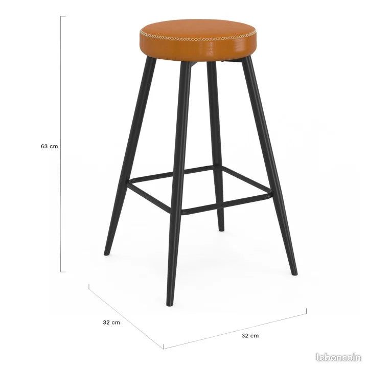 Lot de 2 Tabourets de Bar Effet Cuir Marron (image 3)