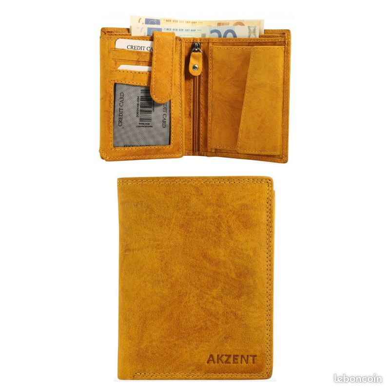 LEABAGS Portefeuille En Cuir Véritable Pour Femmes - Porte-Monnaie XXL RFID 18 Compartiments Cartes - Couture Renforcée