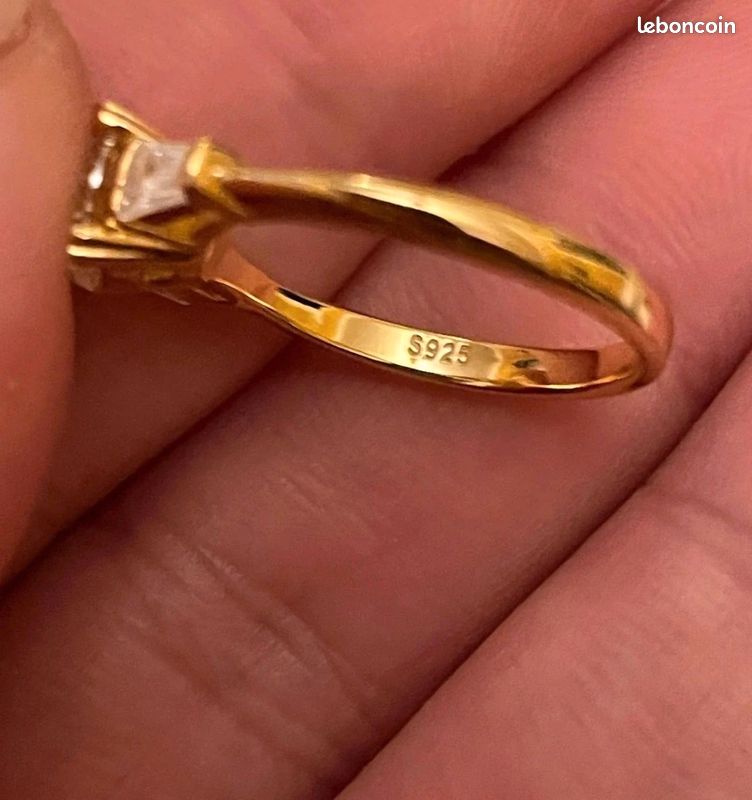 Bague Réglable Vintage En émail Sur Paillon D'argent - Limoges, Taille ~52, Jaune