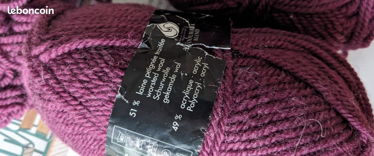 🌼🪴lot 2 anciennes pelotes Bergère de France Sport -Couleur prune-51%laine et 49% Acrylique-Aiguilles adaptées N° 4 ou crochet N° 3,5 ou 4 (cf, photos) (image 15)