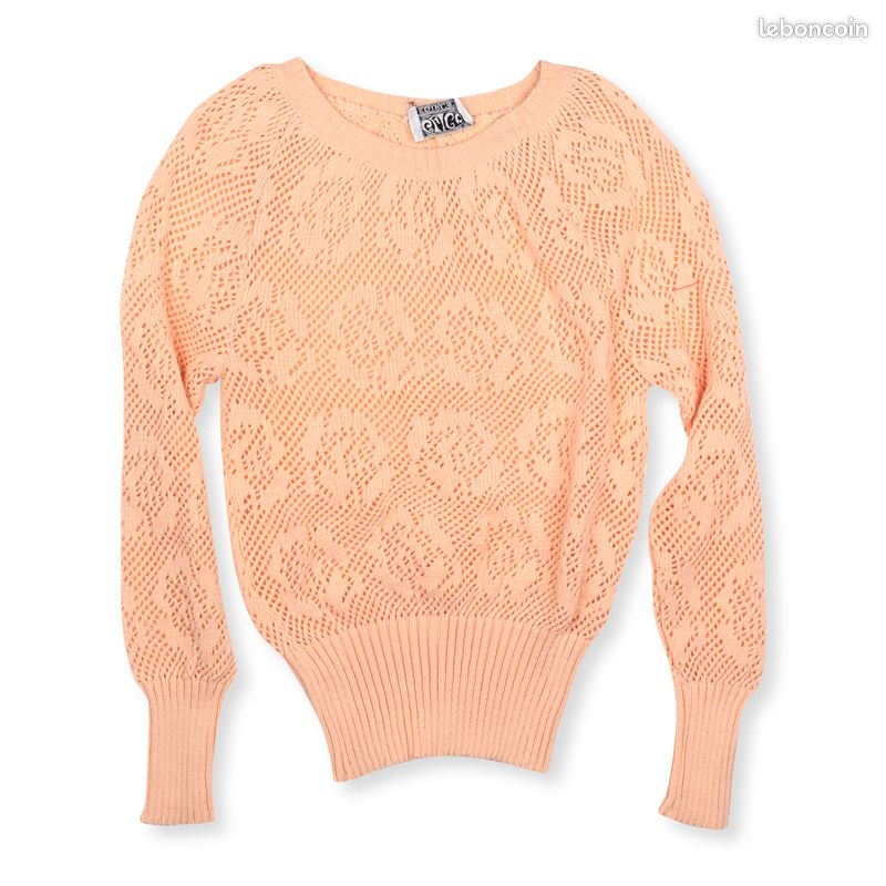 Pull col rond S 36 Glico Rose pastel Vêtements