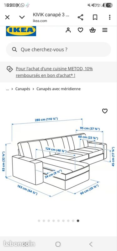 Canape angle Kivik beige (image 3)