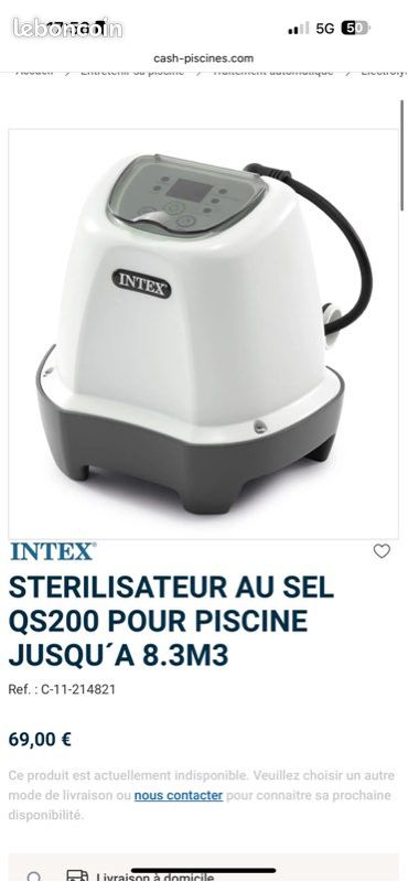 Stérilisateur au sel piscine inférieur 8,3 m3 servi un été (image 3)