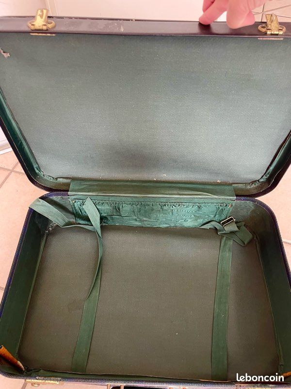 Valise vintage motif écossais vert et violet (image 3)