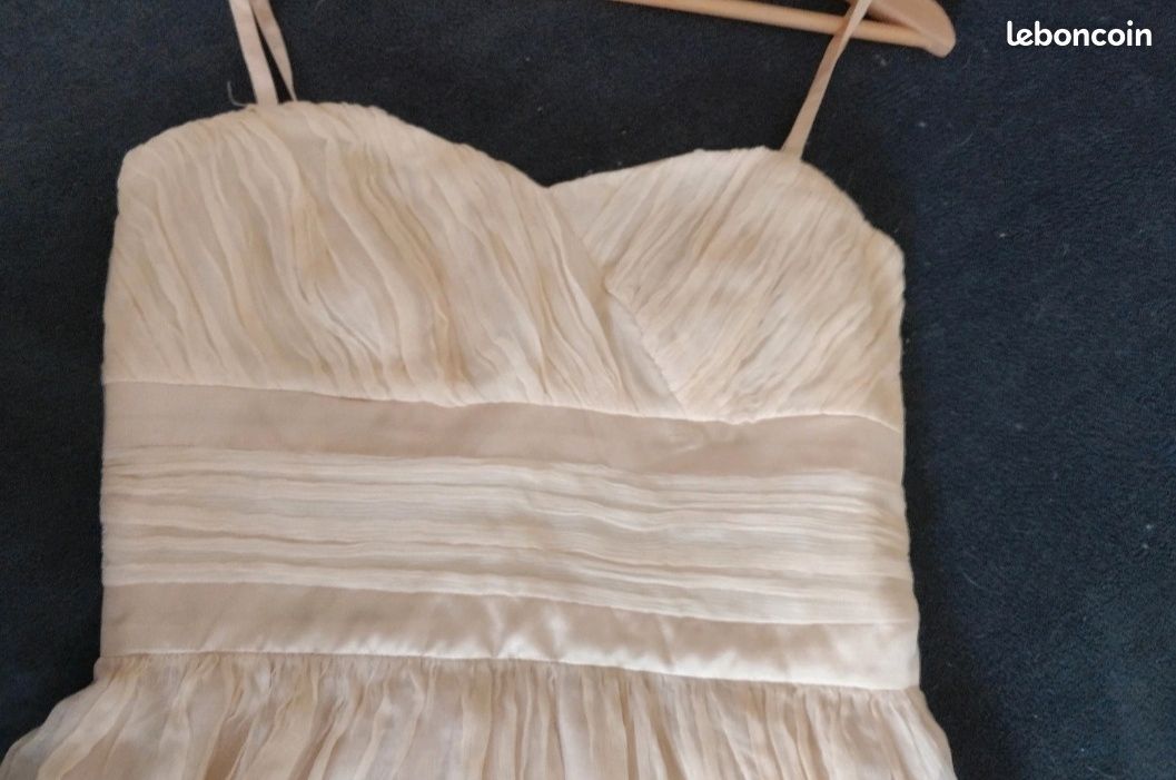 Robe bustier en soie beige Mango Taille S (image 3)