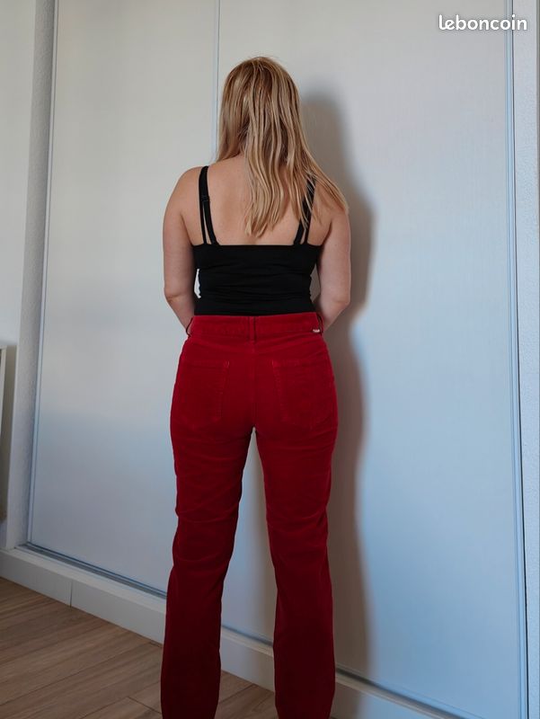 Pantalon en velours rouge Five (image 2)