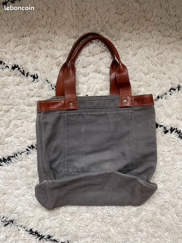 Tote bag Abercrombie gris coton et cuir (image 2)