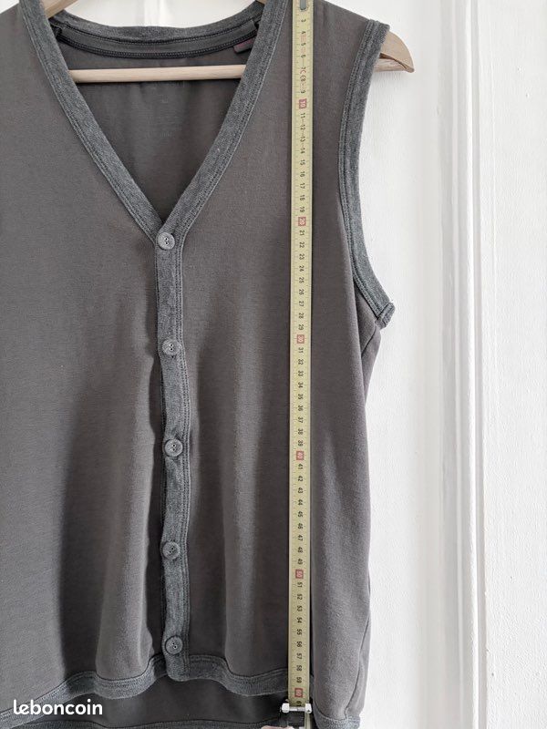 Gémo - Gilet gris épais 100% acrylique - Taille XXXL - Label Emmaüs