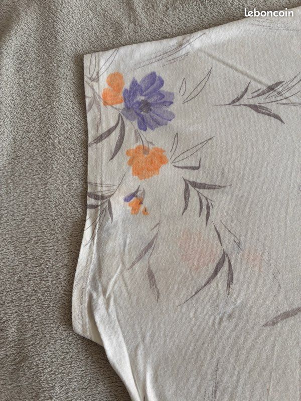 Chemise de nuit blanche à fleurs orange/mauve (image 6)