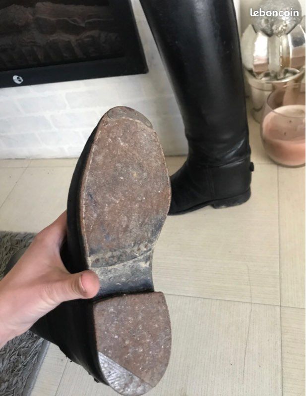 Bottes D'équitation Vintage Femme - Cuir - Taille US 10 - Montantes Dentelle
