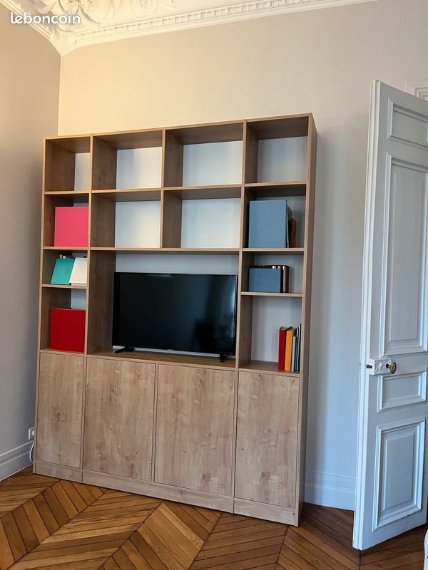 Bibliothèque TV en chêne rustique H250 cm x L195 cm (image 2)