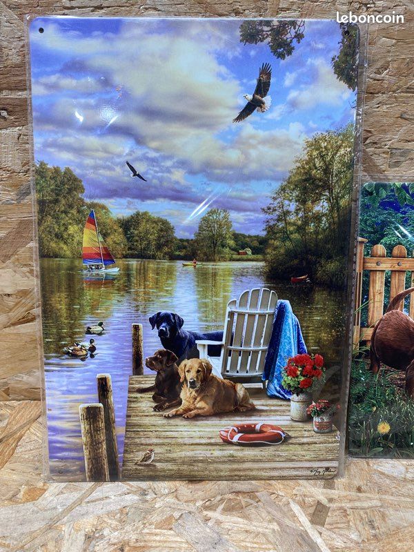 Lot de 2 plaques métal déco - Chiens / Nature / Paysage - 30 x 20cm - Neuf (image 3)