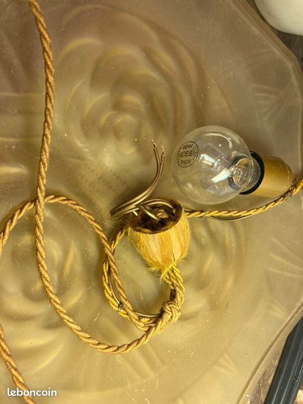 Lustre vasque, pâte de verre, art nouveau (image 2)
