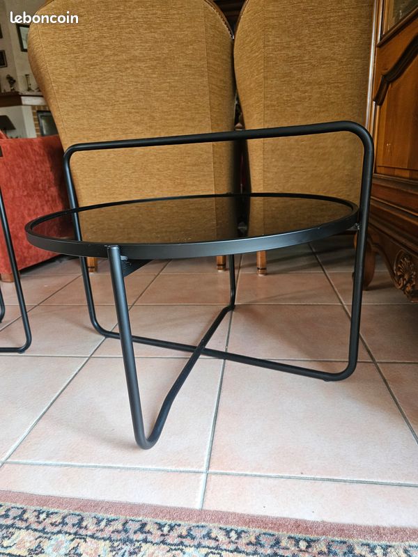 Table basse Métal et verre noir (image 3)