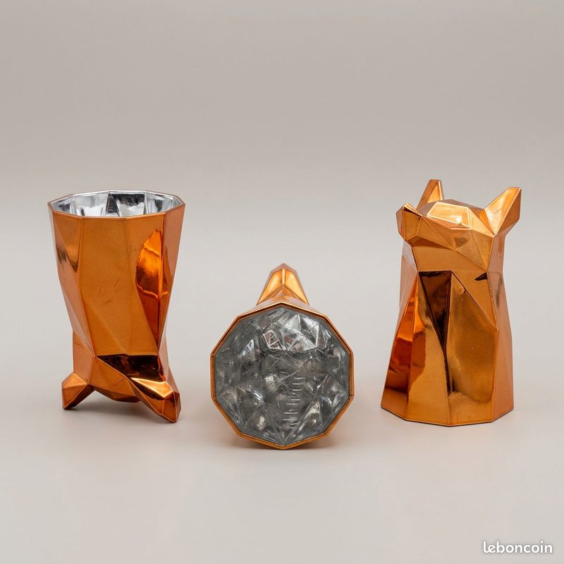 Lot 3 verres à shot shooter Eristoff tête de loup origami cuivré (image 3)