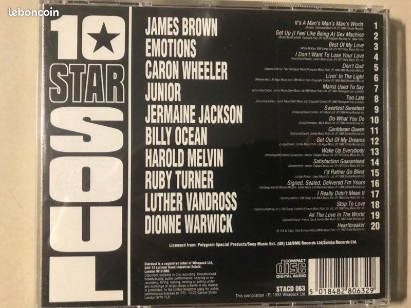 CD 10 Soul Stars Vol 1 - Compilation 20 Titres - (image 2)