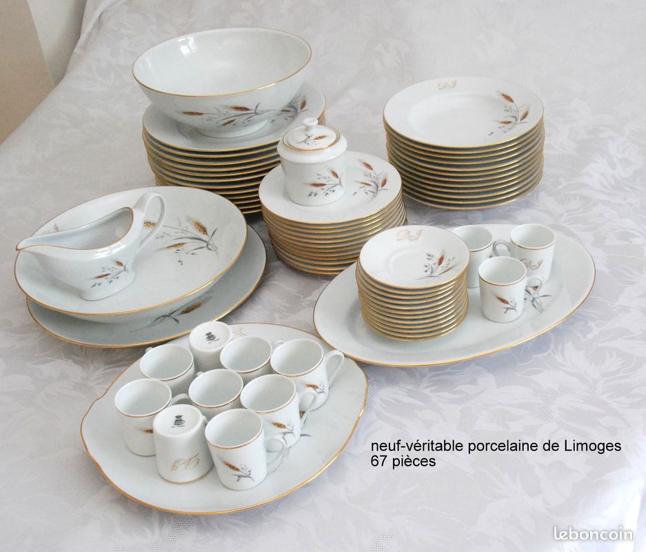 Service en Porcelaine de Limoges – Décor Or (65 pièces) - Arts de la table