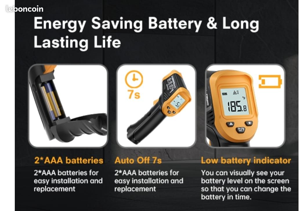 Thermomètre Infrarouge, IR01D Écran LCD Sans Contact Laser Numérique