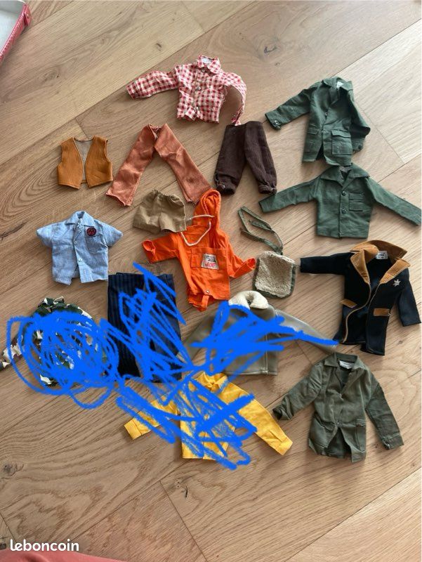 Lot vêtements accessoires armes mannequin Big Jim Mattel style Action Joe Man - Jeux & Jouets